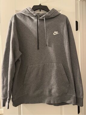 Nike Gray Hooded Sweatshirt with White Logo